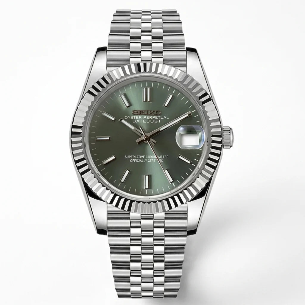 SEIKO MOD DATEJUST MINT GREEN