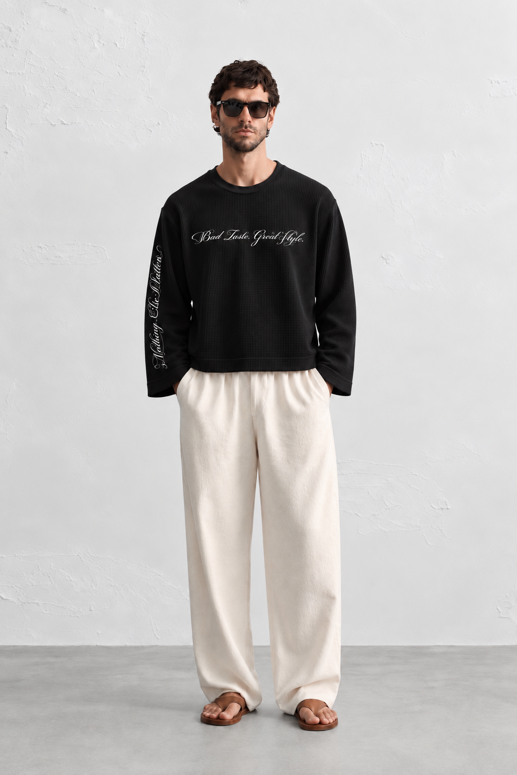 Black waffle knit