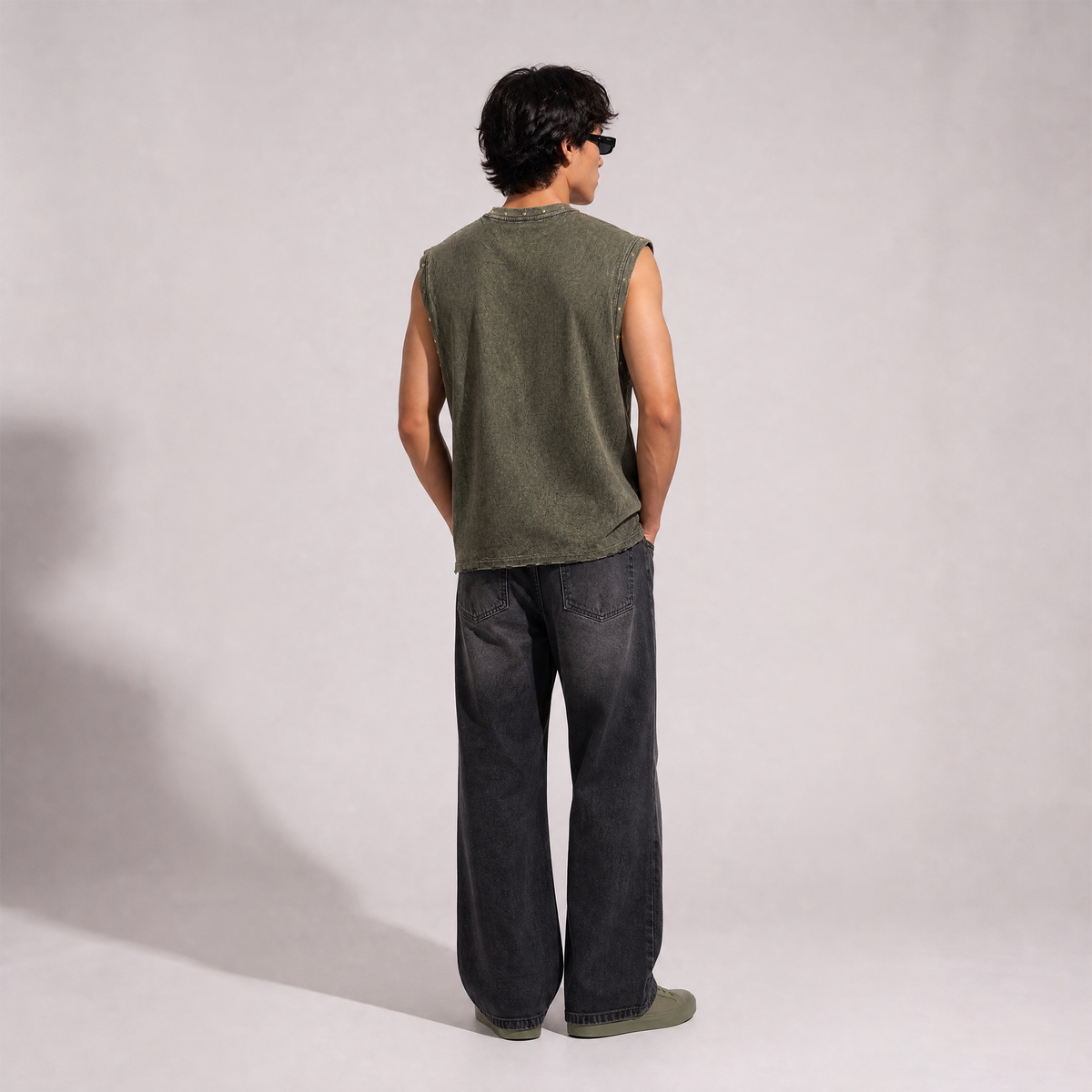 OLIVE WASHED TANK