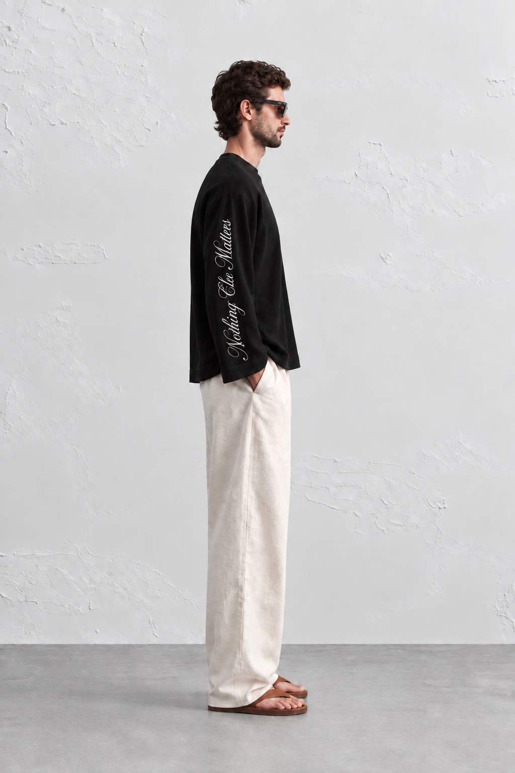 Black waffle knit