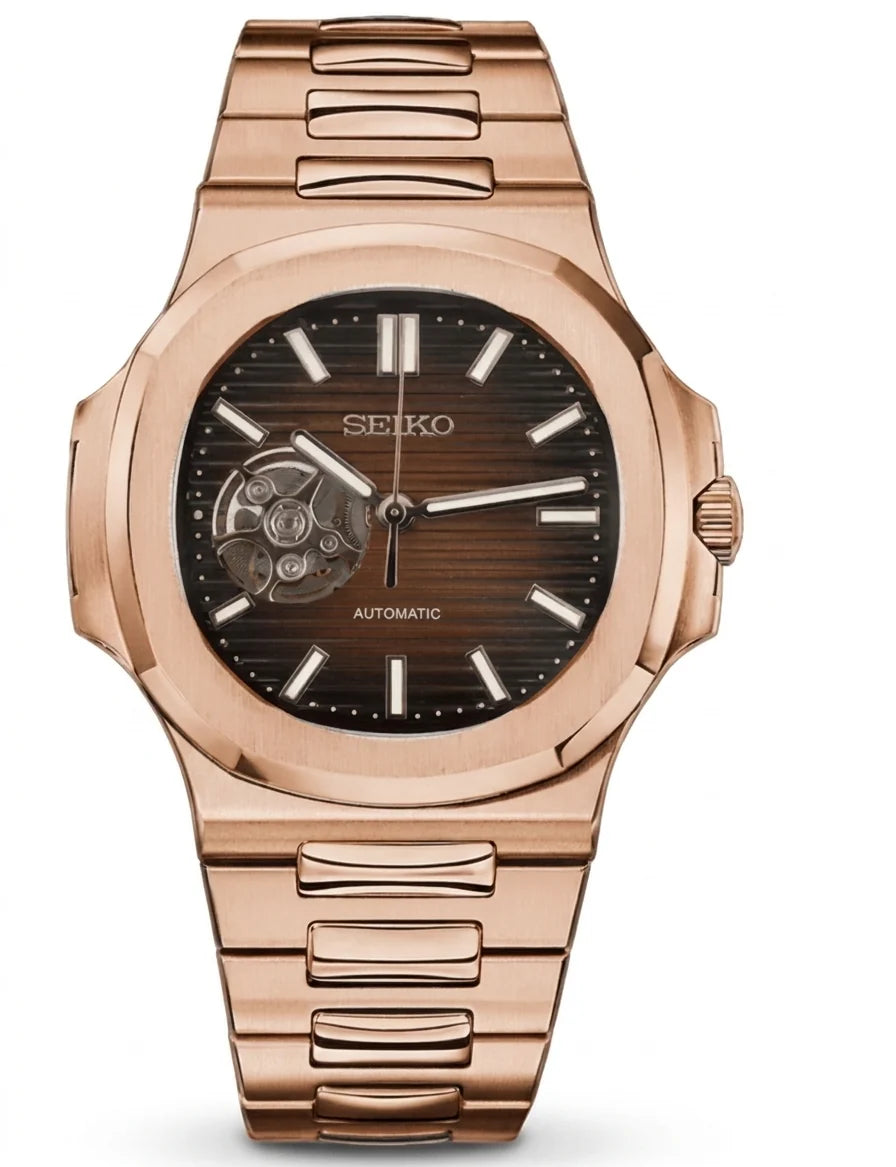 SEIKO MOD NAUTILUS (OPEN HEART) CHOCOLATE ROSE GOLD