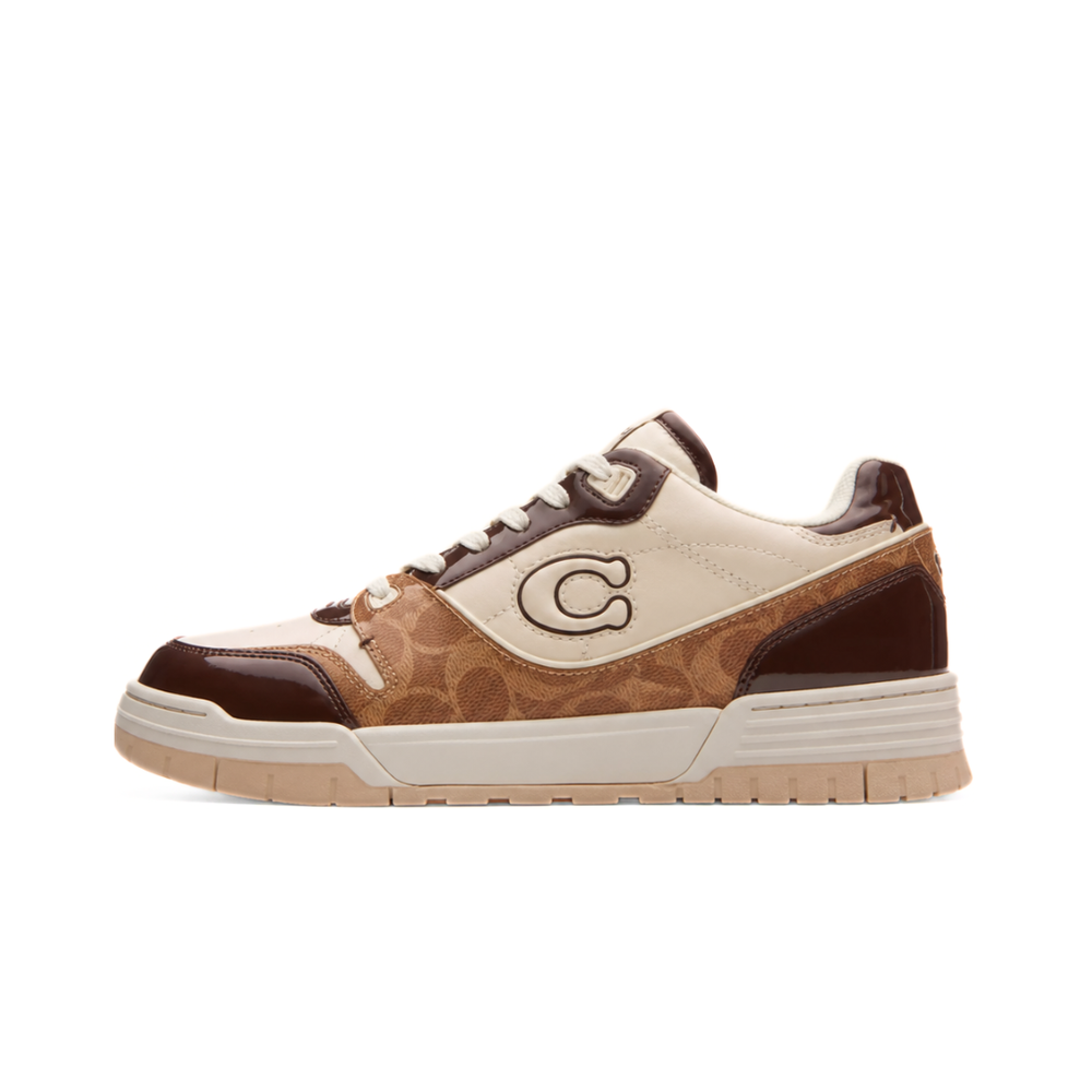 COACH SOHO SNEAKER WITH PATENT SIGNATURE LEATHER BROWN MAPLE