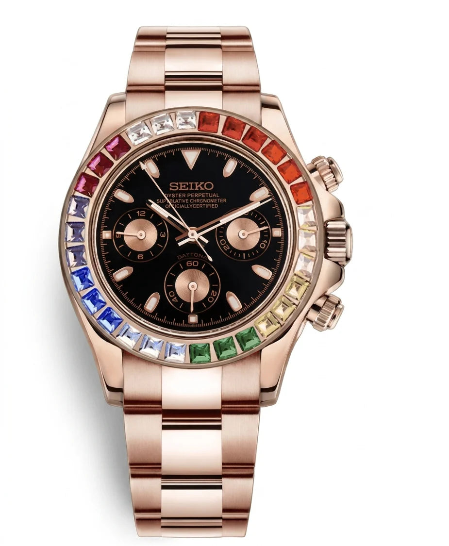 SEIKO MOD DAYTONA ROSE GOLD RAINBOW
