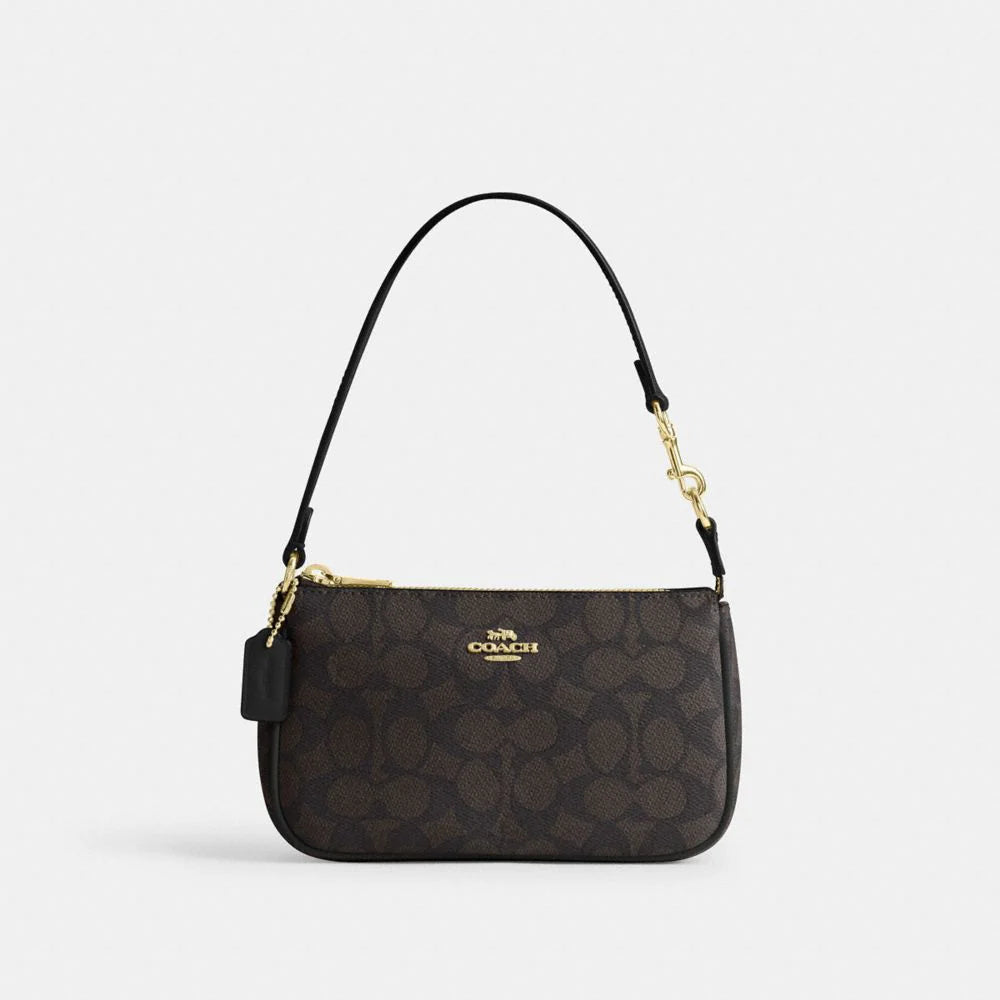 Coach Nolita 19 In Signature Canvas Gold Walnut Black